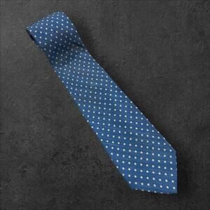 Lands' End Men's Blue + White Polka Dot Silk/Linen Blend Professional Tie